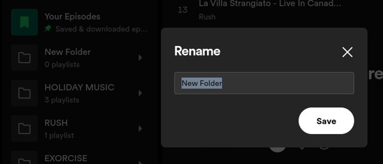 The Spotify playlist folder rename popup - Step 2: Organize Spotify Playlists