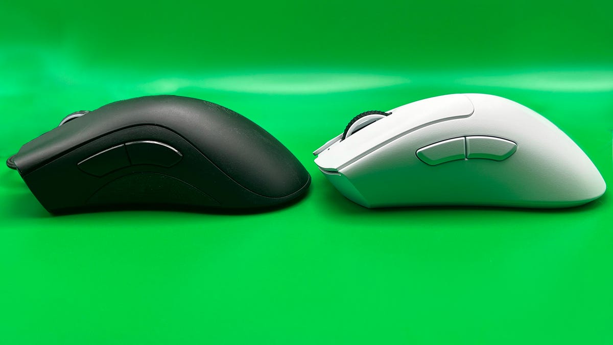 The old form of Razer's DeathAdder compared to the new DeathAdder V3 Pro