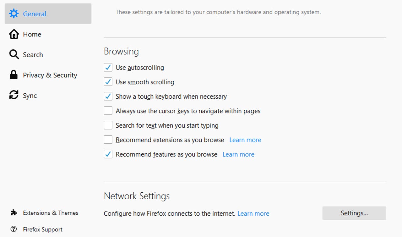 DoH section in Firefox settings