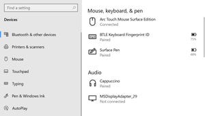 Bluetooth devices show battery life in Windows 10 1809