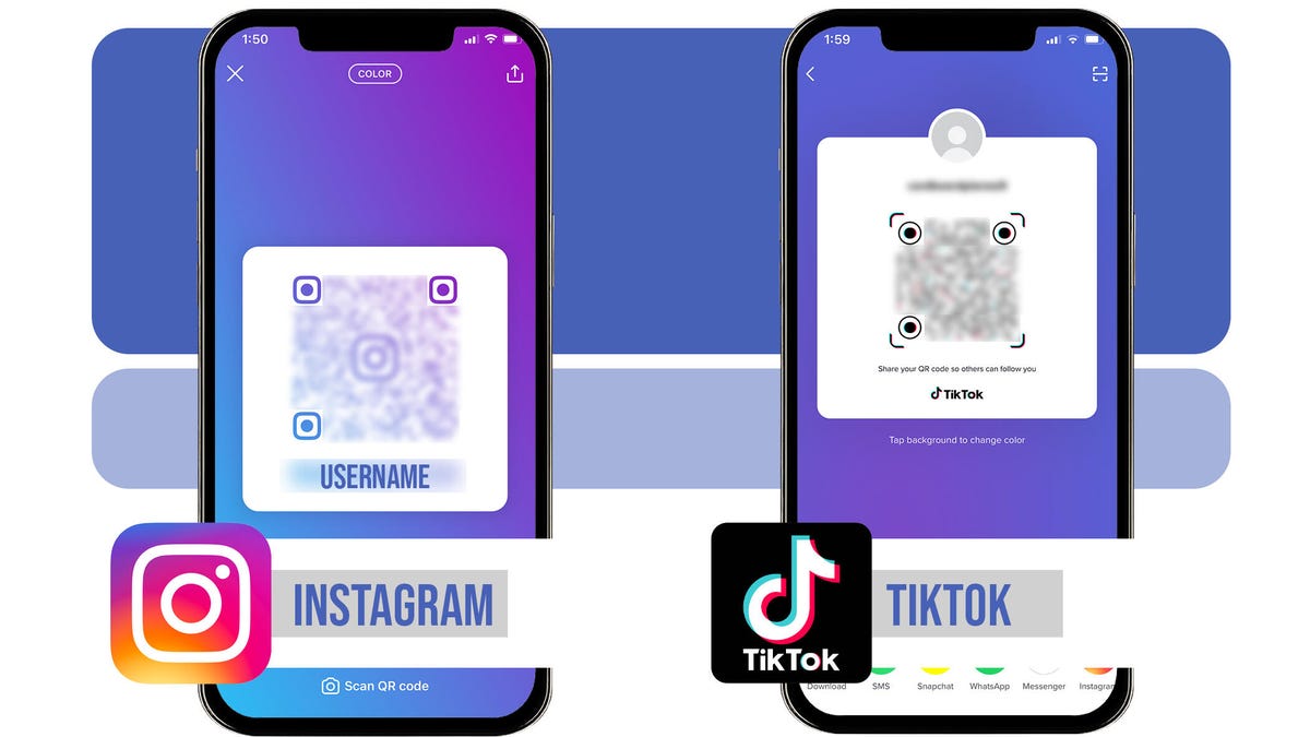 QR codes created in Instagram and TikTok.