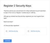 Register the two security keys