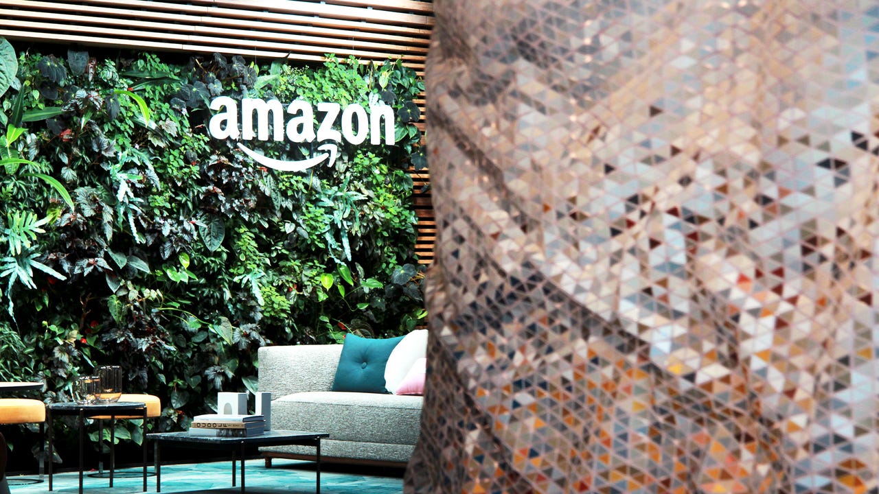 Amazon logo on a living wall at HQ2
