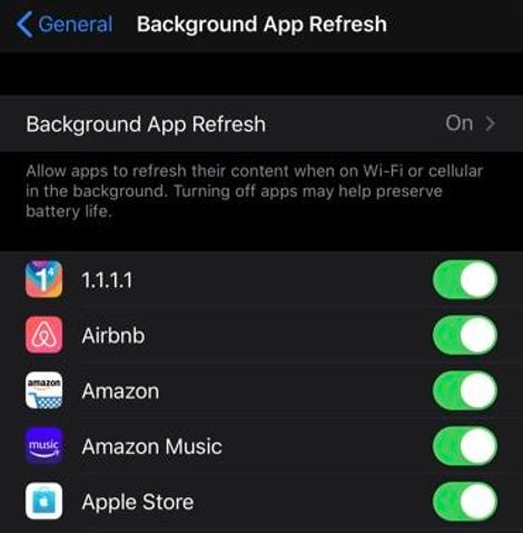 Disable background activity