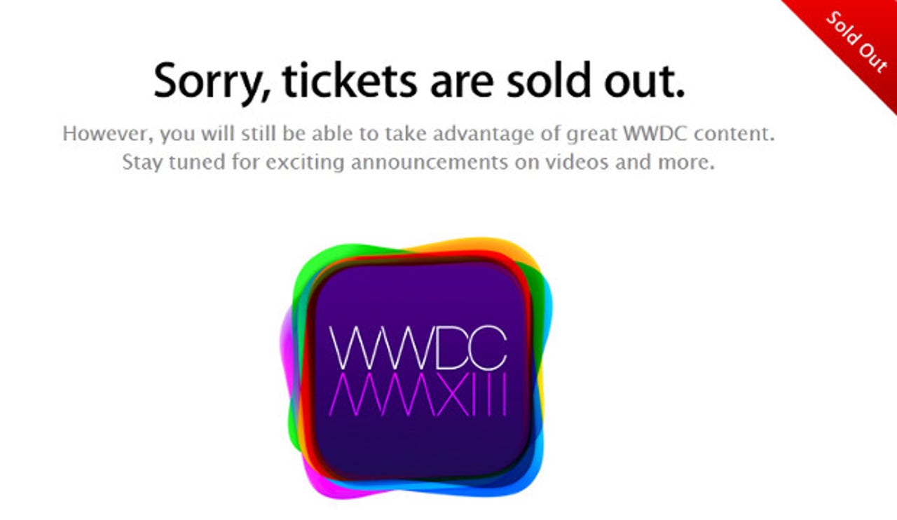 Apple's website shows the WWDC event is sold out already