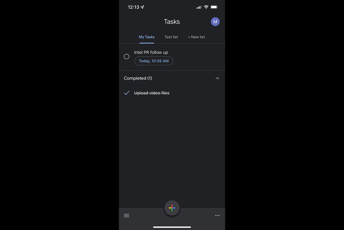 Google Tasks main page