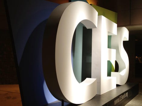 CES sign at night