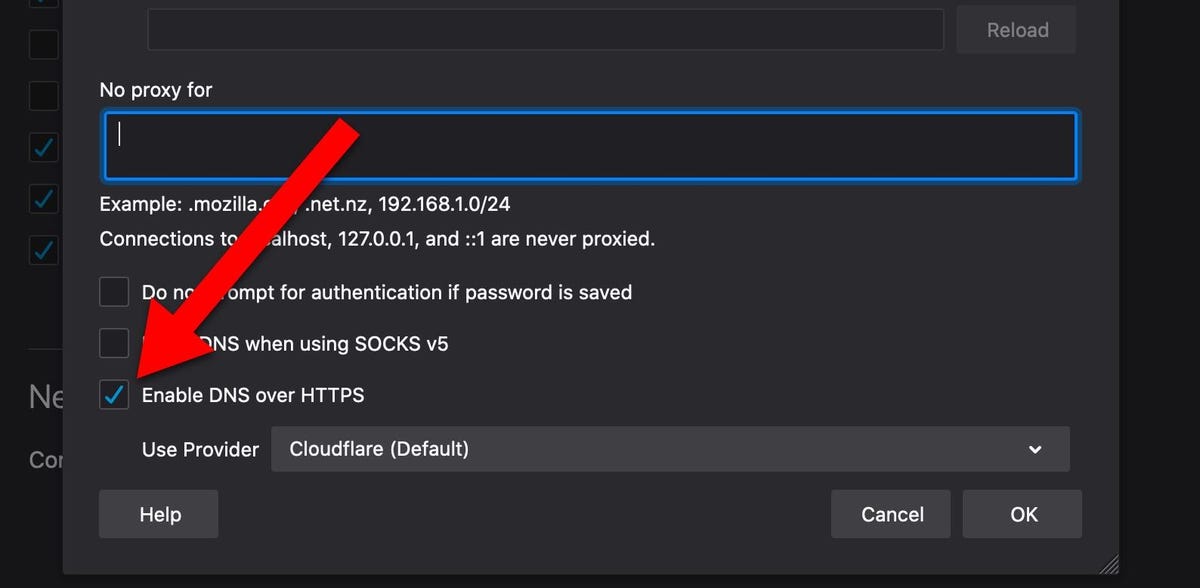 Make sure DNS over HTTPS is enabled
