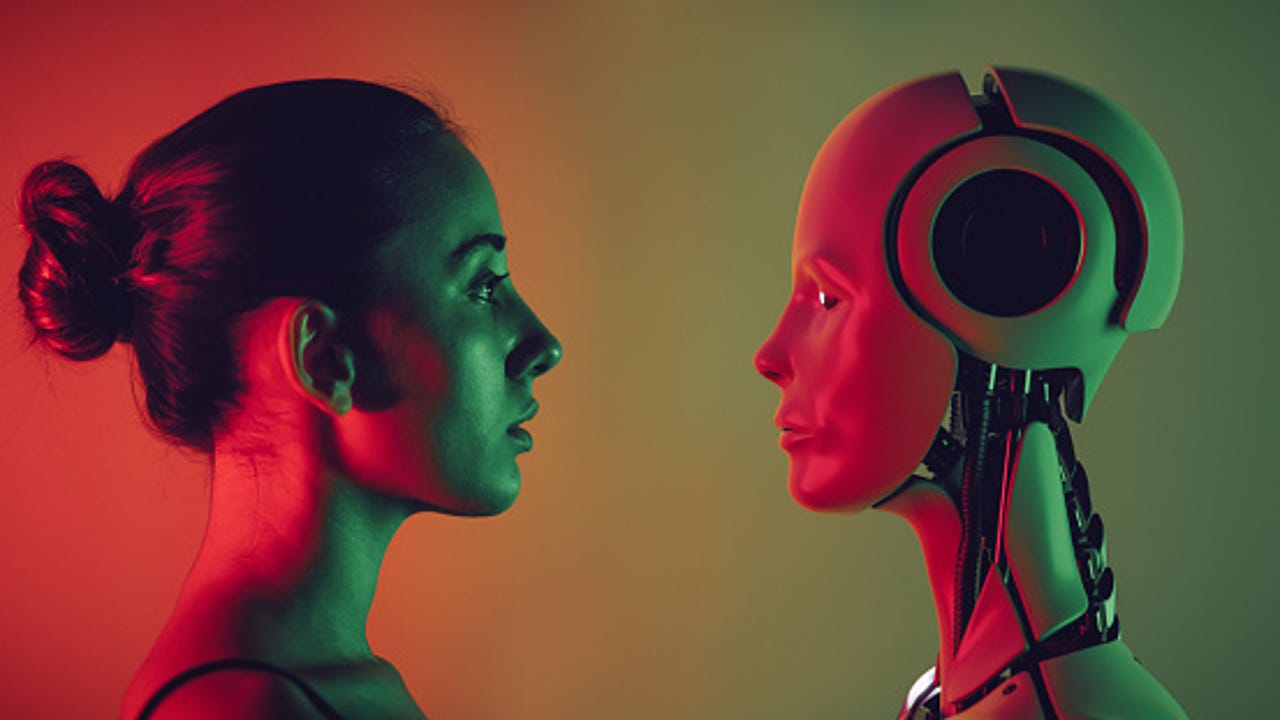 Human facing a robot