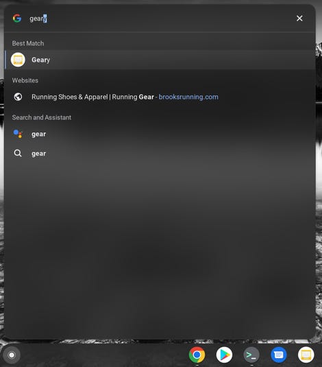 L’application Geary installée dans le lanceur Chrome OS.