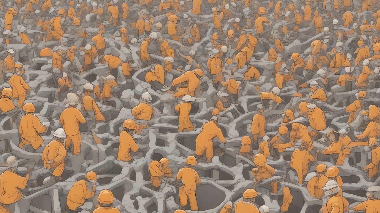 People working in a neural net