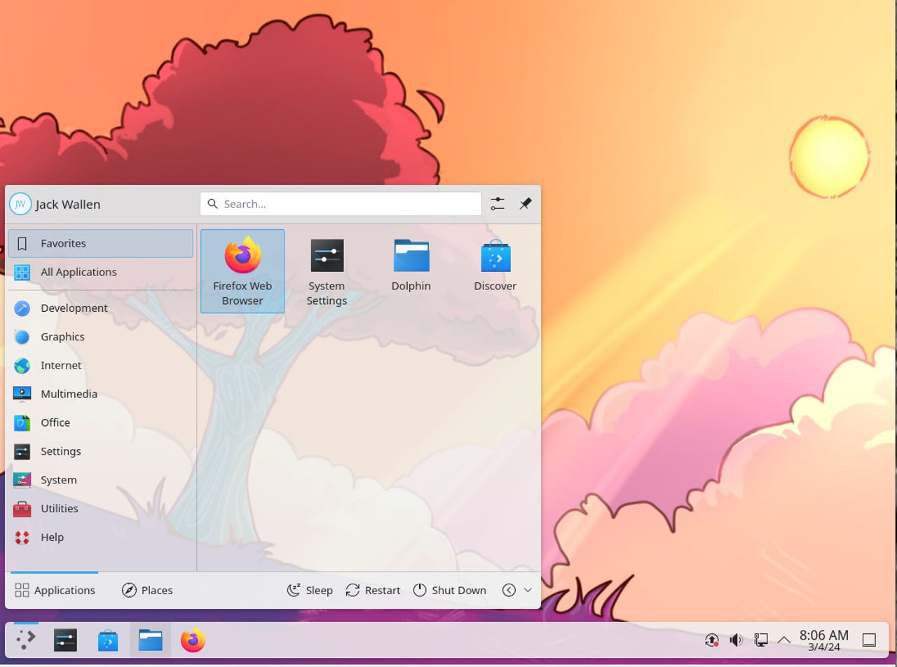 The KDE Plasma 6 default desktop.