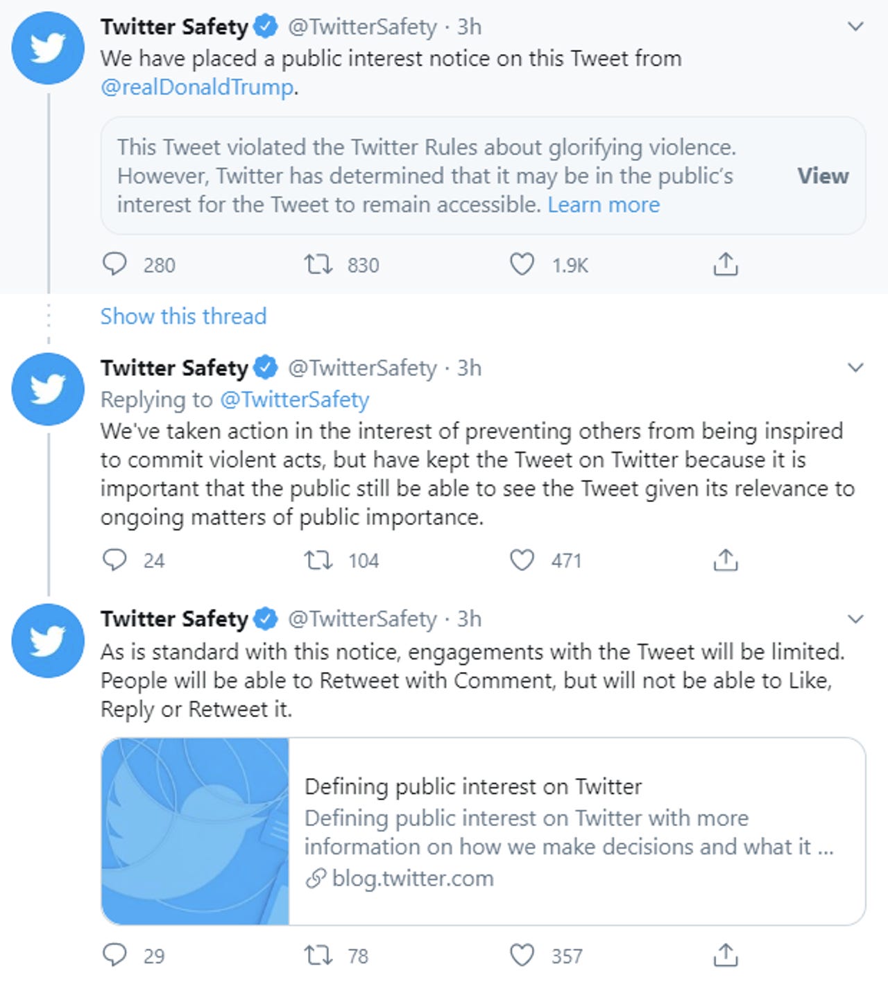 Twitter places public interest notice on President Trump's tweet zdnet