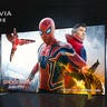 A Sony X90K on a black background. THe screen shows Spider-Man and Doctor Strange.