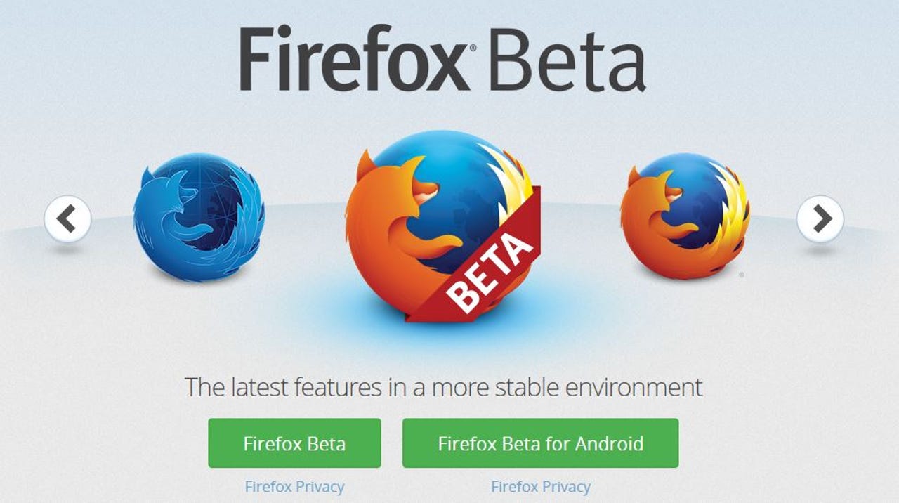 firefox beta web page