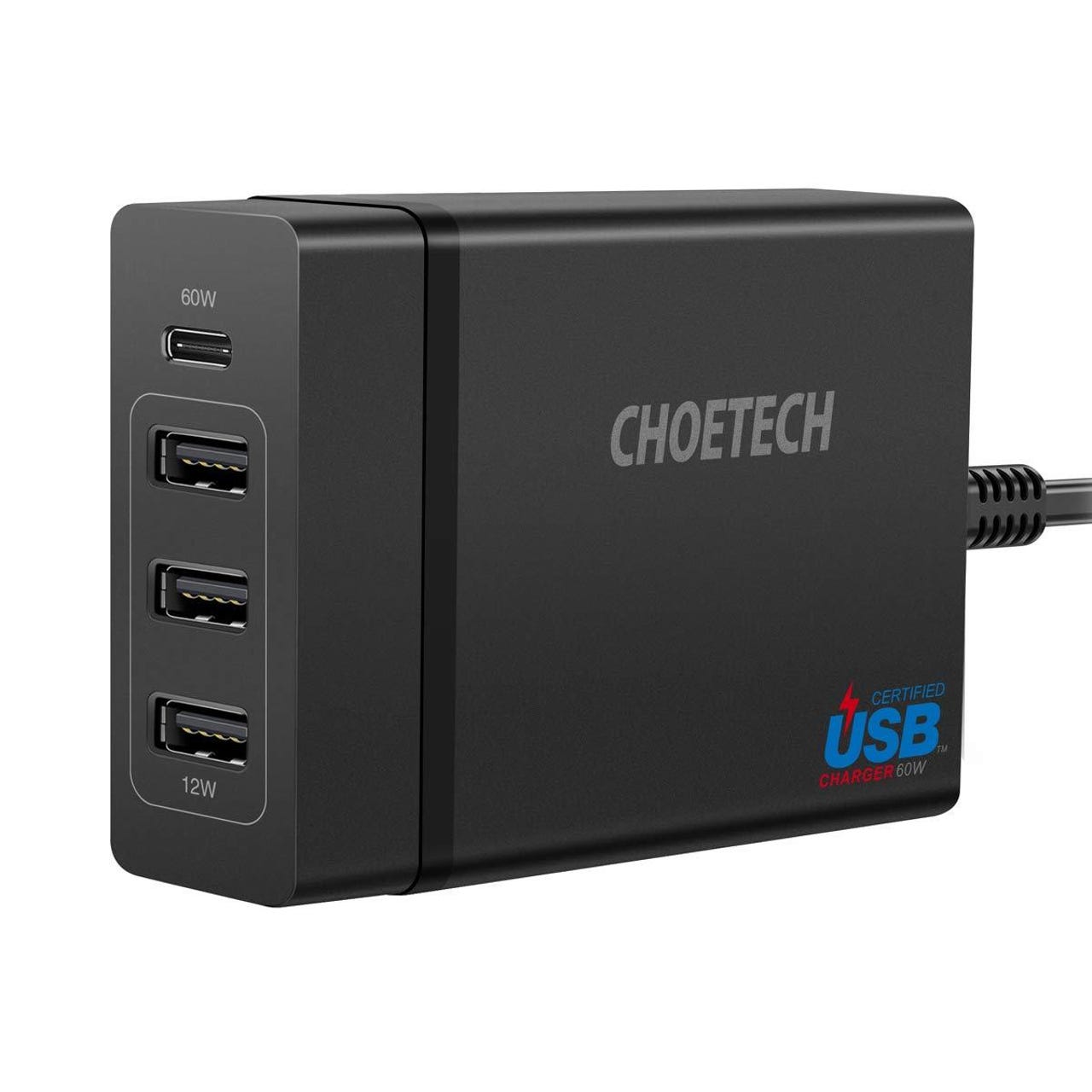 CHOETECH 72W USB Type C Wall Charger, USB-IF Certified 4 Ports with 60W Power Delivery