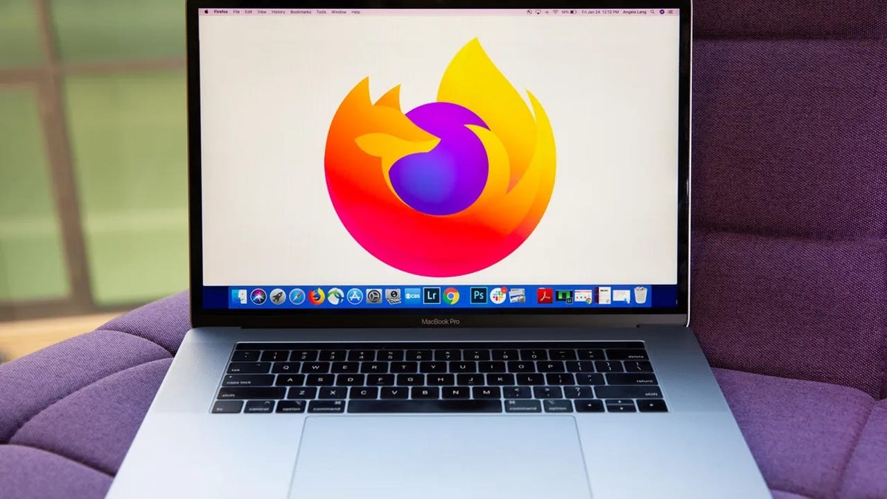 Firefox logo on an open laptop.