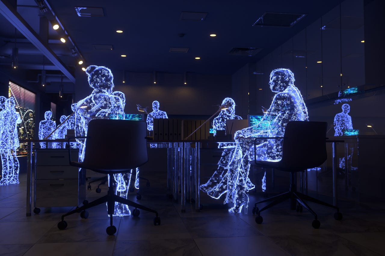 holograms sitting in an office