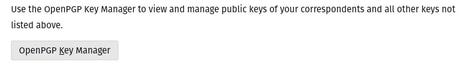 The OpenPGP Key Manager button within Thunderbird settings.