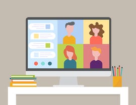 Smart working and video conference, vector illustration