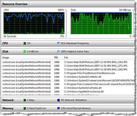 Disk activity in background after installation of Vista SP1