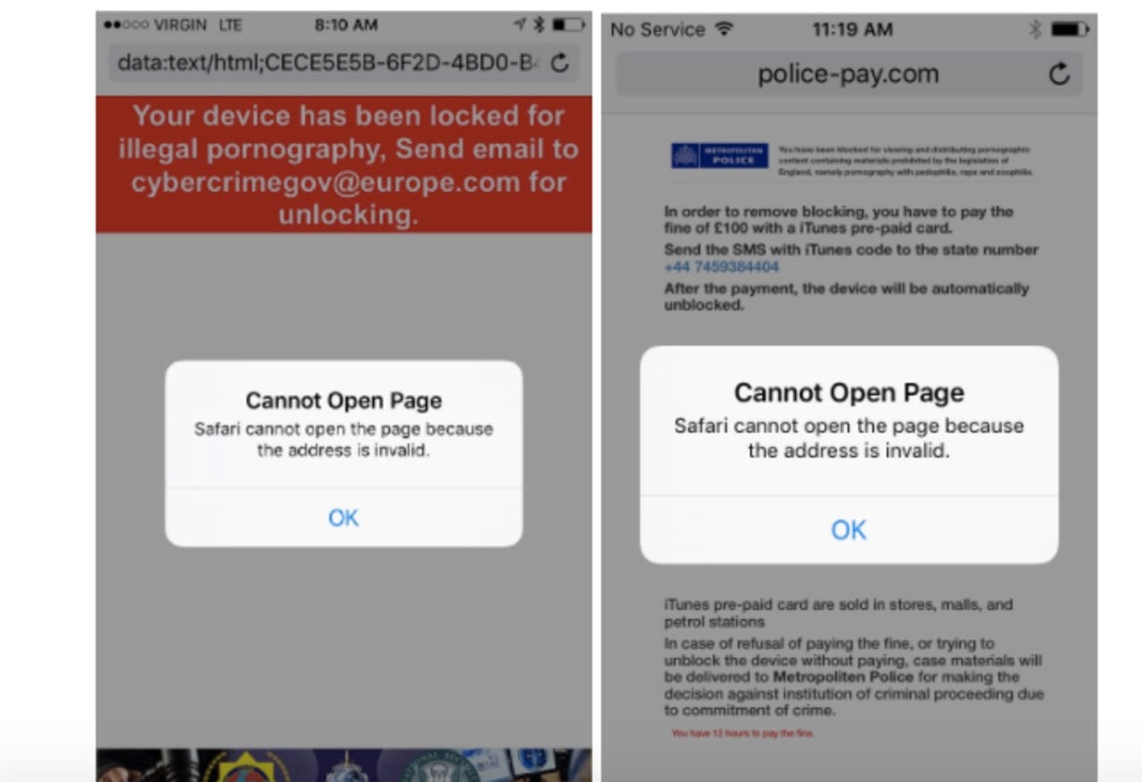 1280px x 877px - Ransom scam exploits Apple iOS Safari flaw to target porn viewers | ZDNET