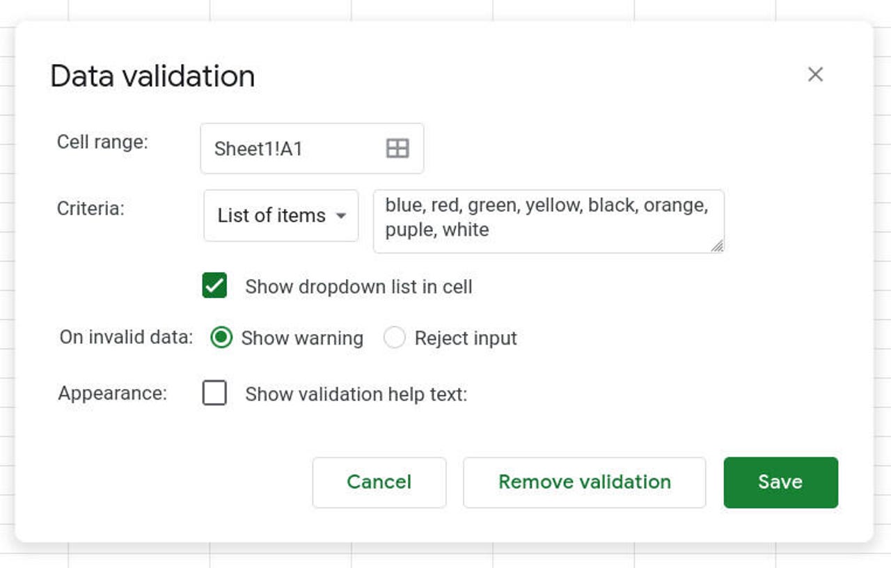 How to add a drop down list in Google Sheets | ZDNET