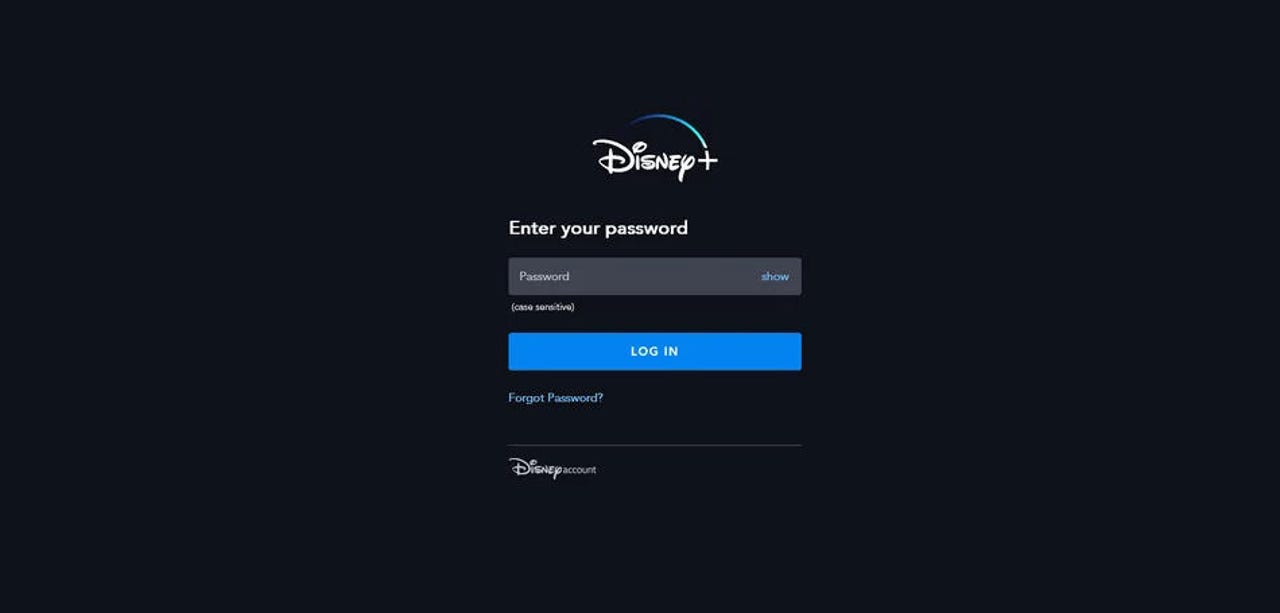 Disney+ login page