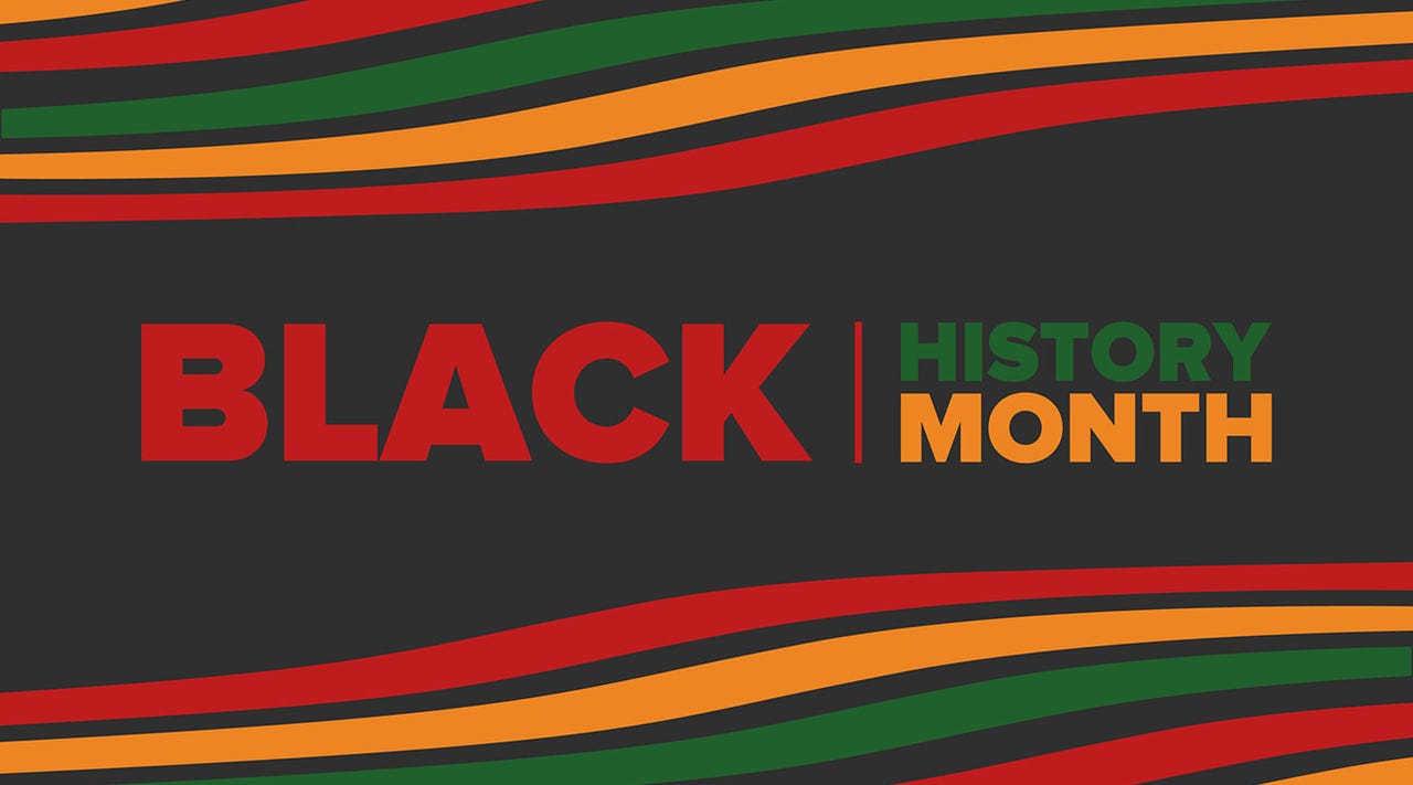 Black History Month background with red, green, yellow, and black colors
