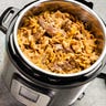 Overhead shot of an instant pot filled with pasta