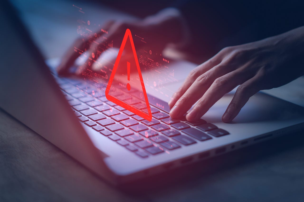 Malware symbol on laptop