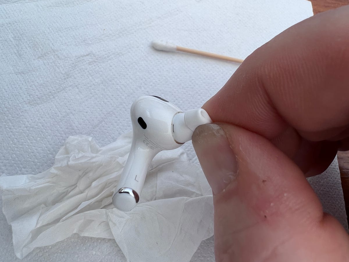 Cleaning AirPods headphones