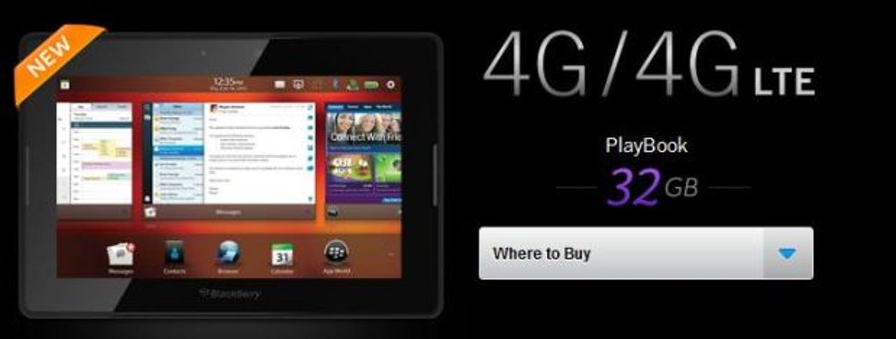 RIM officially announces 32GB 4G LTE BlackBerry PlayBook