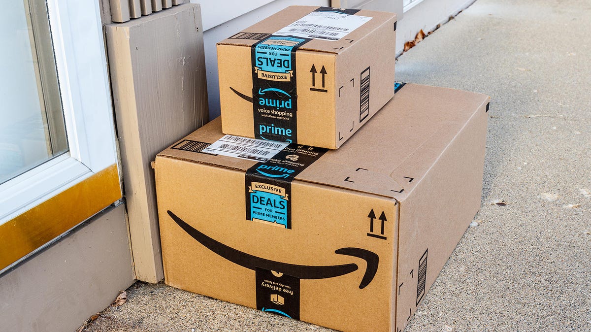 Two stacked Amazon boxes