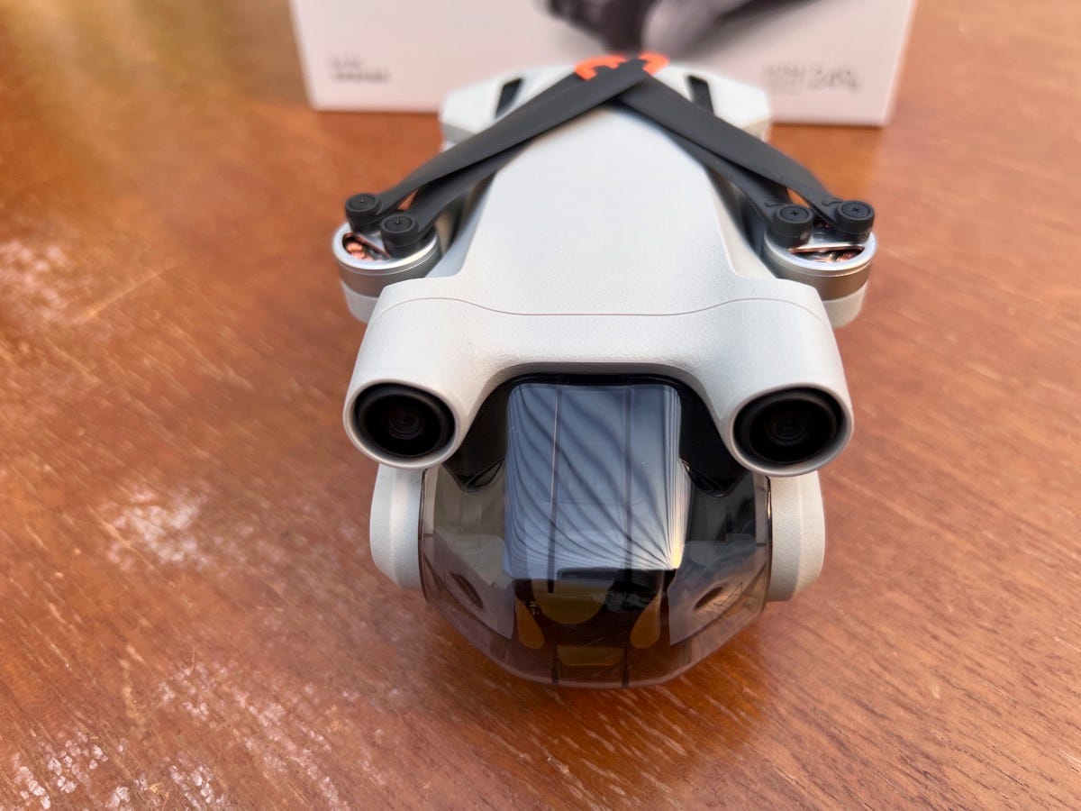 Front sensors and gimbal covering the camera on the DJI Mini 3 Pro