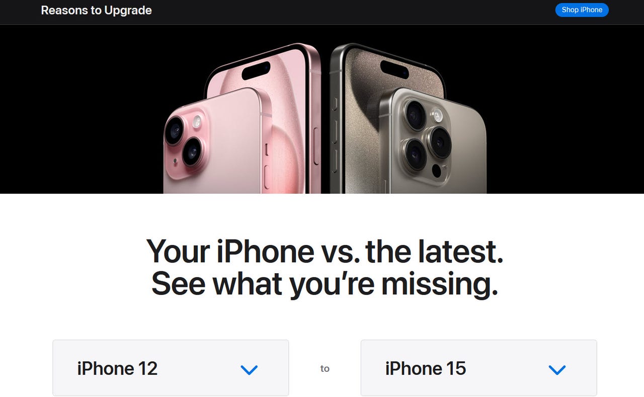 Apple's new page lets you compare the iPhone 15 with the 11 and 12 models