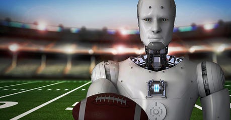 robot holding football ball