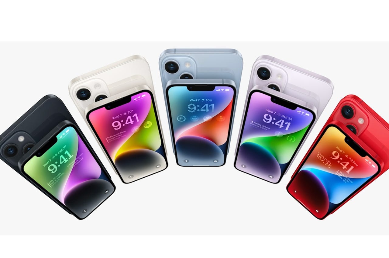 iPhone 14 in five colors