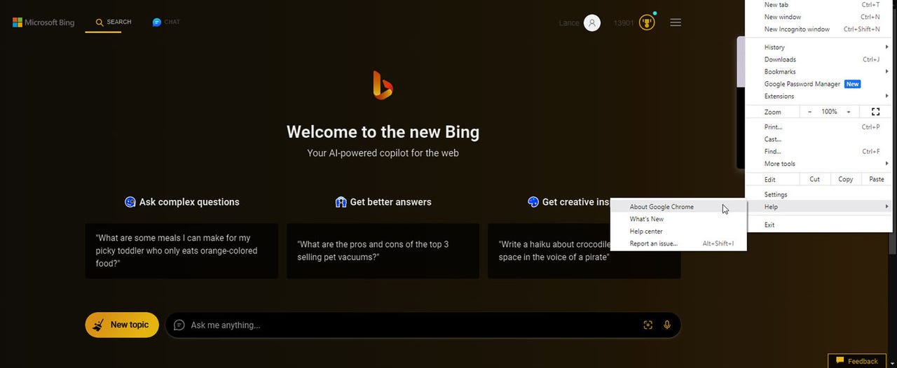 Bing AI Chat aterriza en Google Chrome