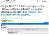 Google free public DNS services were briefly corrupted