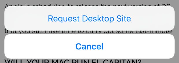 iOS 9 request desktop site