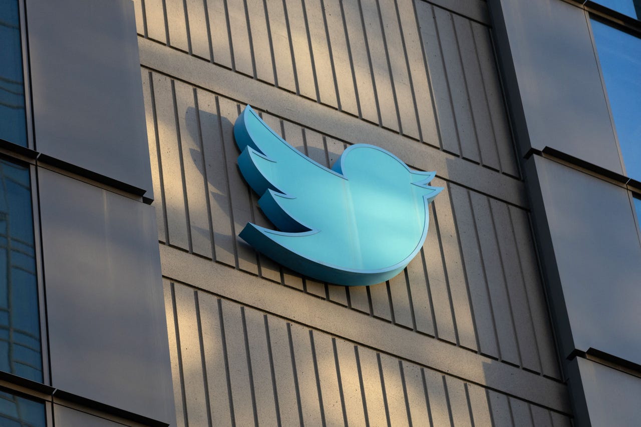 Twitter logo outside a building