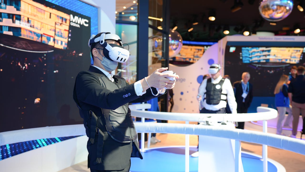 Person using a Meta Quest 3 virtual reality headset