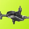 Black drone against a lime green background