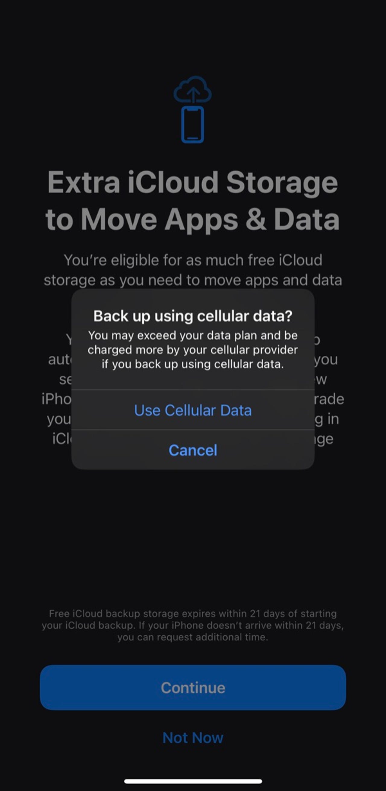 iPhone makes a backup