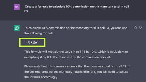 Formula for commission