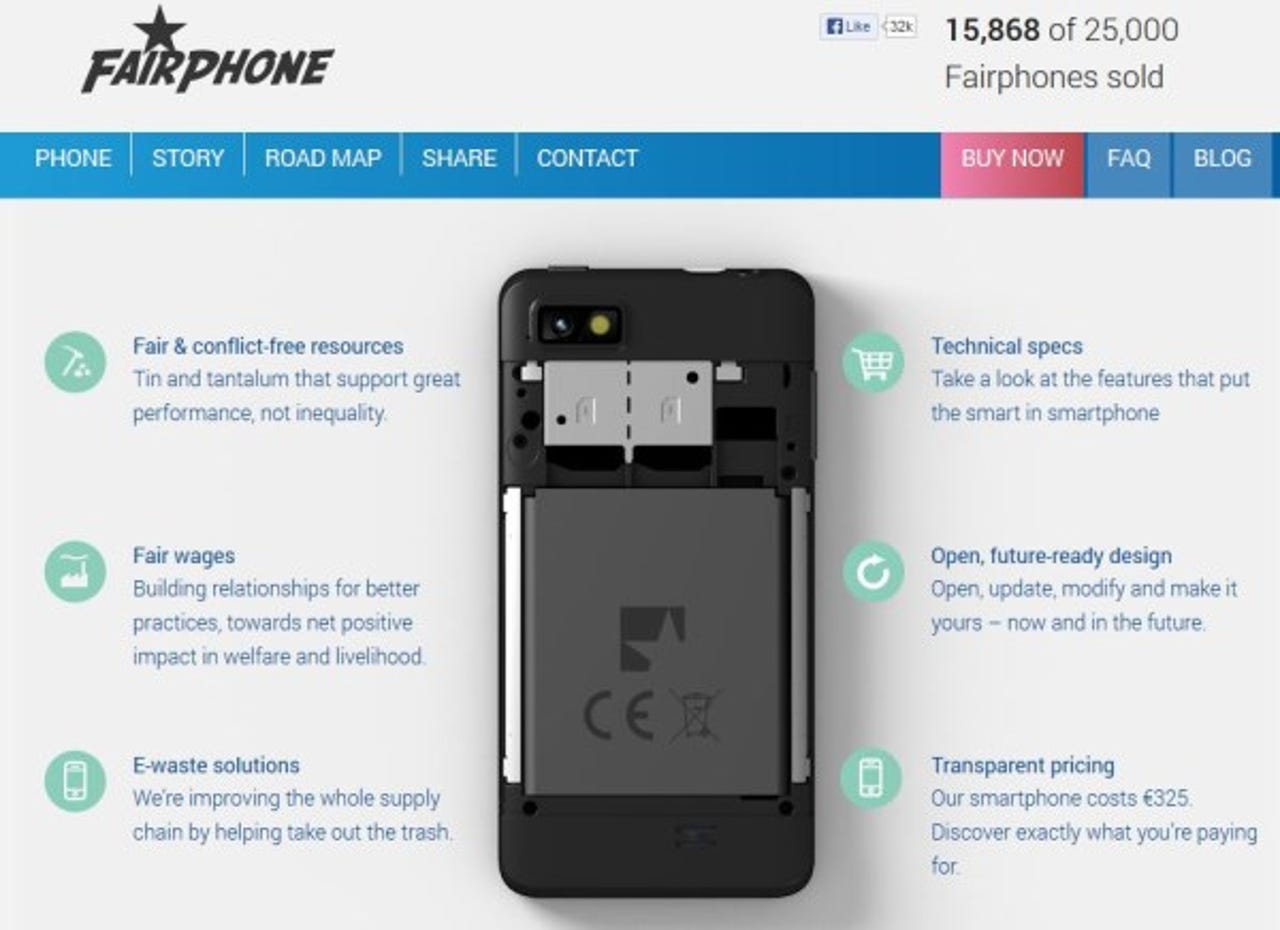 Fairphone website screen shot