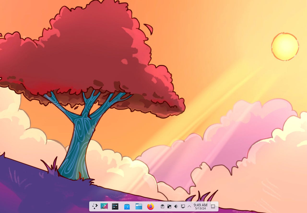 The KDE Plasma default desktop on KDE Neon.