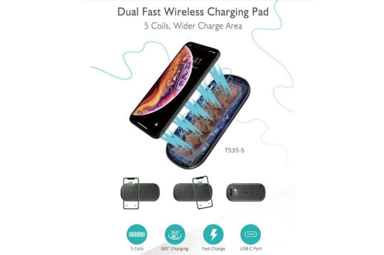 Choetech 5 Coils Dual Fast Wireless Charging Pad
