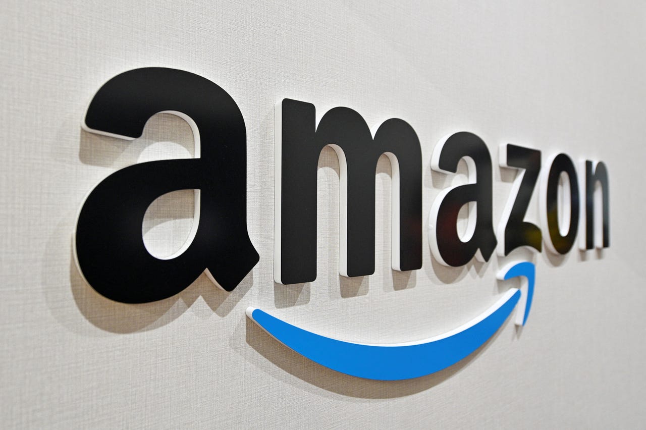 This picture taken on July 4, 2022 shows the Amazon logo, a major online shopping company, at Amazon Amagasaki Fulfillent Center in Amagasaki, Hyogo prefecture